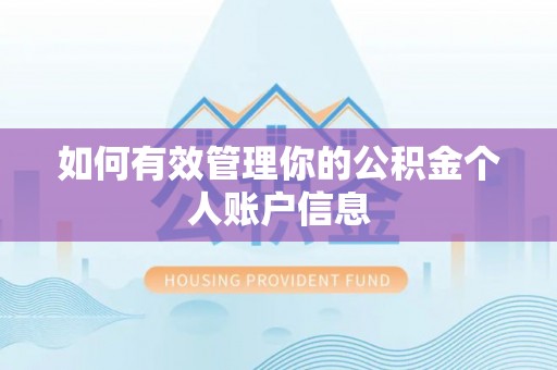 新建如何有效管理你的公积金个人账户信息